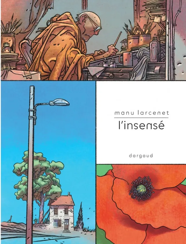 Couverture de L'Insensé de Manu Larcenet, un vieil homme dessinant à sa table