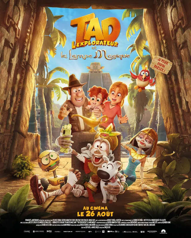 Affiche officielle du film Tad l'explorateur et la lampe magique, au cinema le 26 aout 2026