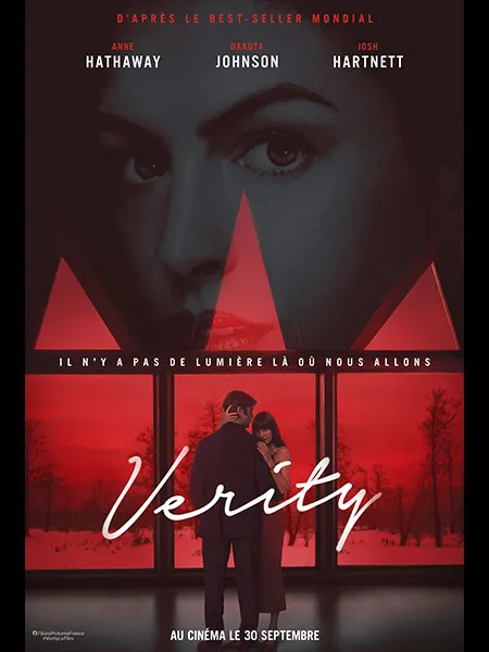 Affiche officielle du film Verity avec Anne Hathaway, Dakota Johnson et Josh Hartnett