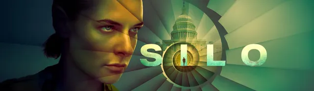 Affiche officielle de la saison 3 de Silo avec Rebecca Ferguson en Juliette Nichols et le dome du Capitole