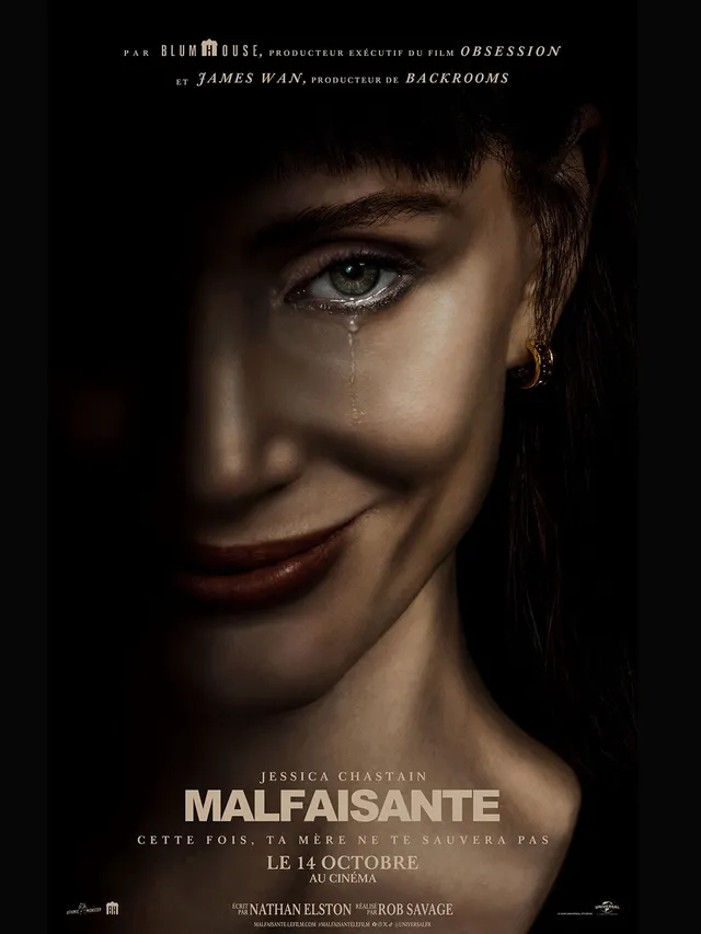 Affiche officielle du film Malfaisante avec Jessica Chastain, en salles le 14 octobre 2026