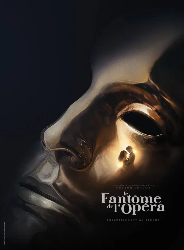 Affiche officielle du film Le Fantome de l'Opera (2026) d'Alexandre Castagnetti : un masque dore dans lequel s'enlace un couple
