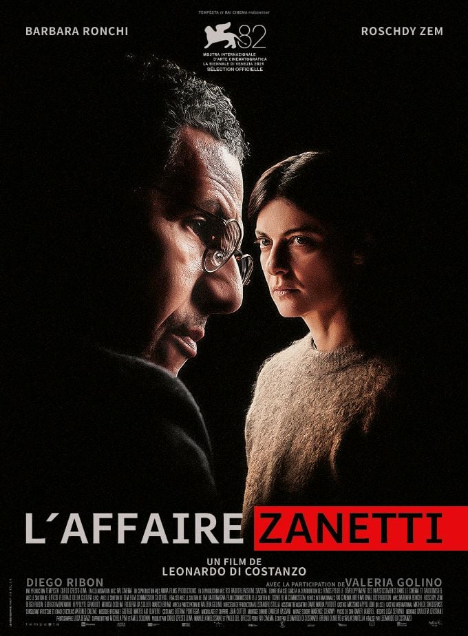 Affiche du film L'Affaire Zanetti : Roschdy Zem et Barbara Ronchi face à face