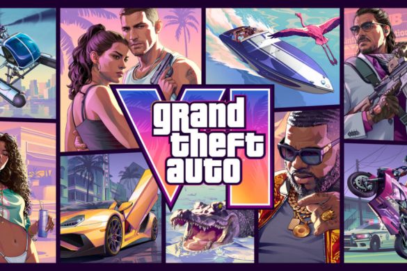 Affiche officielle de GTA 6 avec Lucia et Jason dans Vice City
