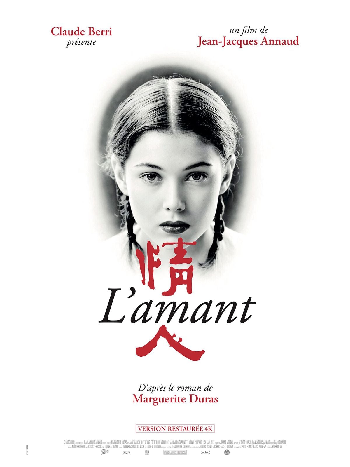 Affiche de la version restaurée 4K du film L'Amant de Jean-Jacques Annaud, d'après le roman de Marguerite Duras