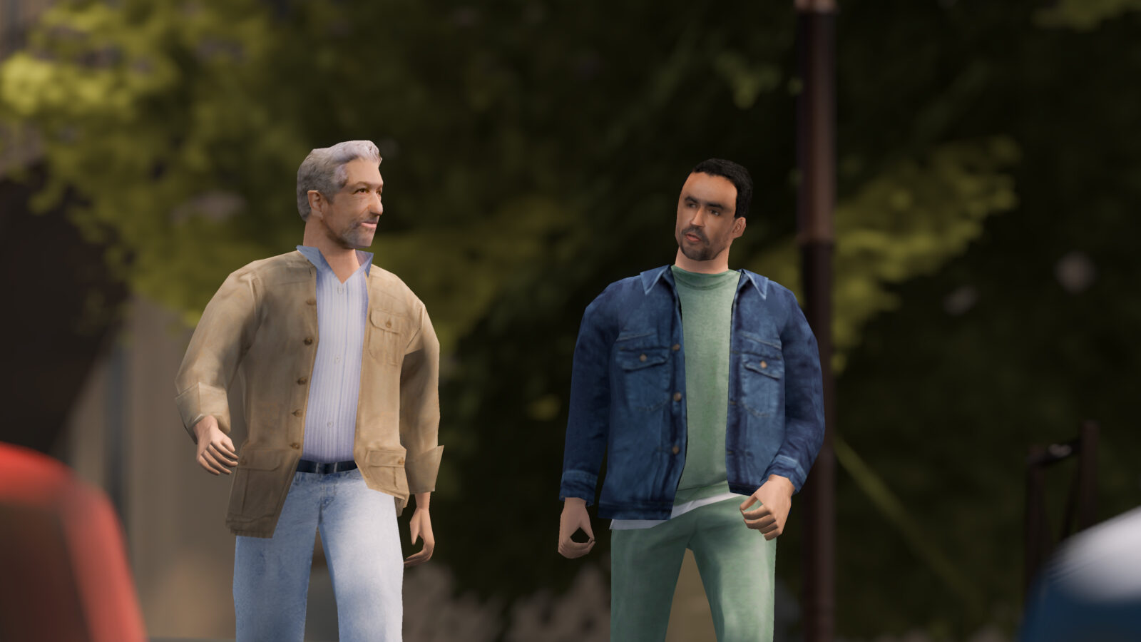 Jacques et Bruno, les deux personnages animés en 3D du film Le Vertige de Quentin Dupieux