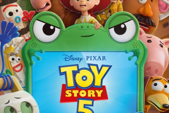 Affiche officielle de Toy Story 5 avec Woody, Jessie, Buzz et la tablette Lilypad