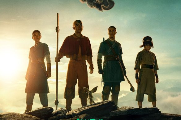 Affiche officielle de la saison 2 d'Avatar : le dernier maitre de l'air sur Netflix, avec Aang, Katara, Sokka, Toph et Appa