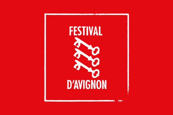Logo officiel du Festival d'Avignon, trois clés blanches sur fond rouge