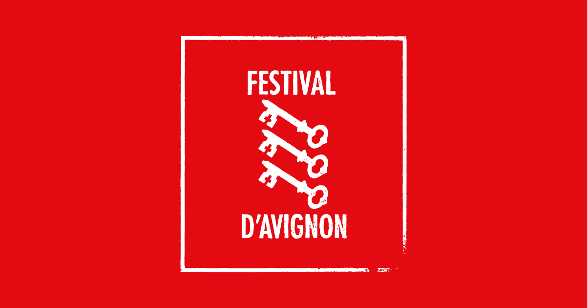 Logo officiel du Festival d'Avignon, trois clés blanches sur fond rouge