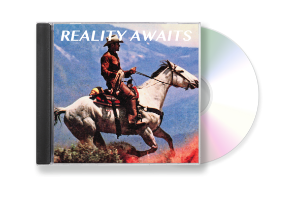 Pochette de l'album Reality Awaits de The Strokes : un cowboy sur un cheval au galop devant des montagnes