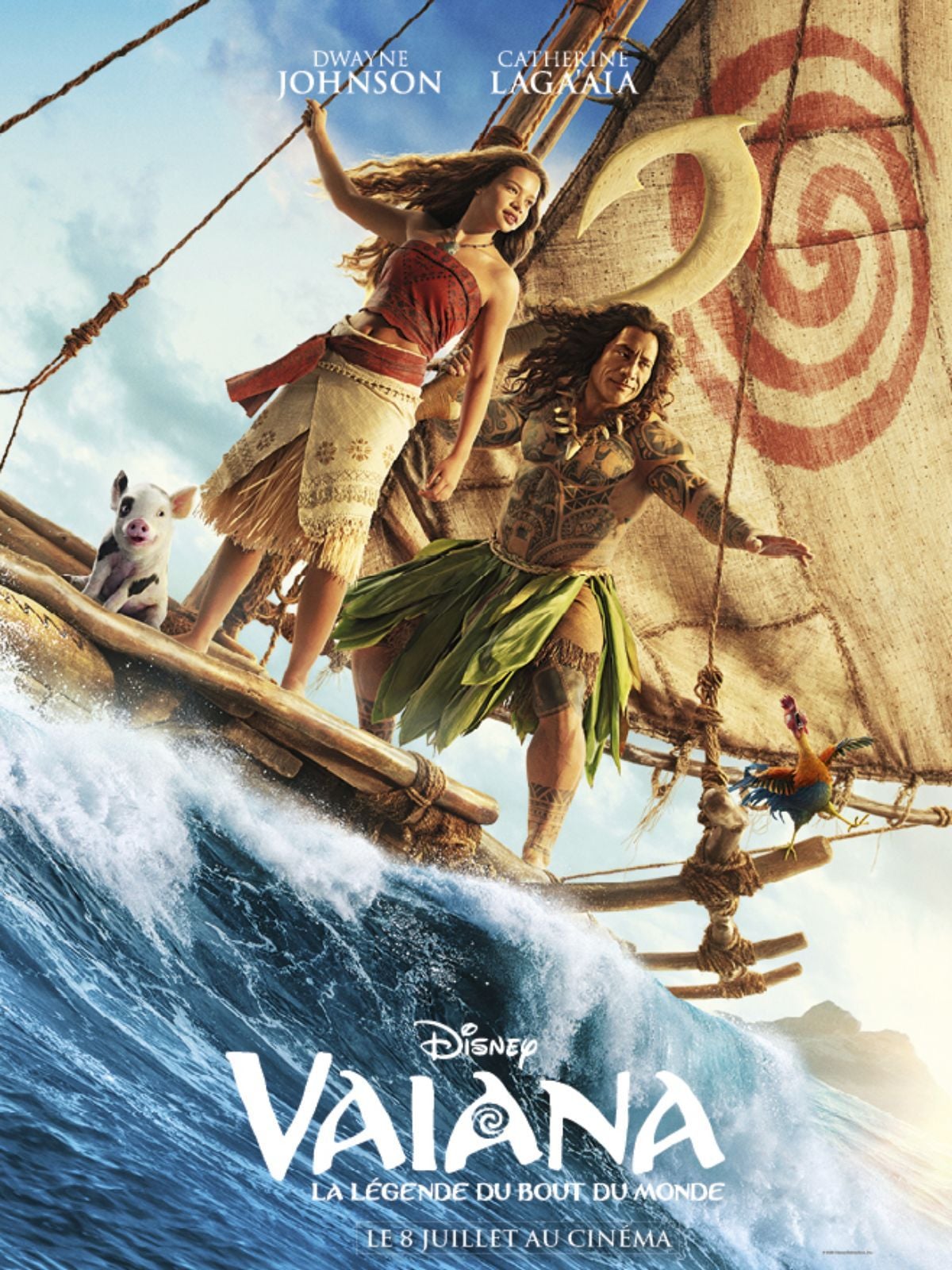 Affiche du film Vaiana, la légende du bout du monde en version live-action (2026), avec Catherine Laga'aia et Dwayne Johnson