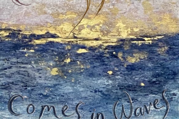 Pochette de l'album Comes in Waves de Carly Simon : une mer peinte dans les tons bleus et or