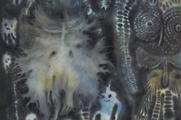 Pochette de l'album There Near de Dinosaur Jr., peinture abstraite aux tons sombres