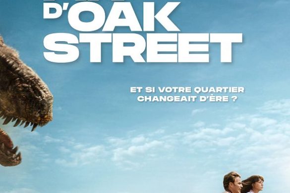 Affiche du film La fin d'Oak Street : Anne Hathaway et Ewan McGregor poursuivis par un dinosaure