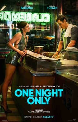 Affiche officielle du film One Night Only avec Monica Barbaro et Callum Turner