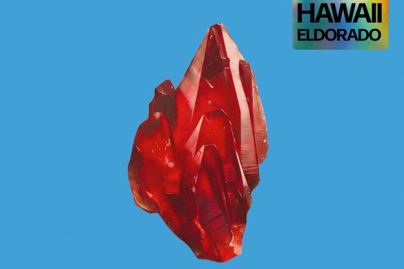 Pochette de l'album Eldorado de Girls in Hawaii : un cristal rouge sur fond bleu