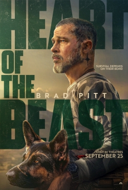 Affiche officielle de Heart of the Beast : Brad Pitt et son chien de combat dans les paysages glacés de l'Alaska