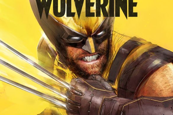 Key art officiel de Marvel's Wolverine sur PS5, Logan griffes sorties sur fond jaune