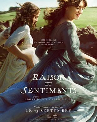 Affiche du film Raison et Sentiments de Georgia Oakley, les deux sœurs Dashwood courant dans la campagne anglaise