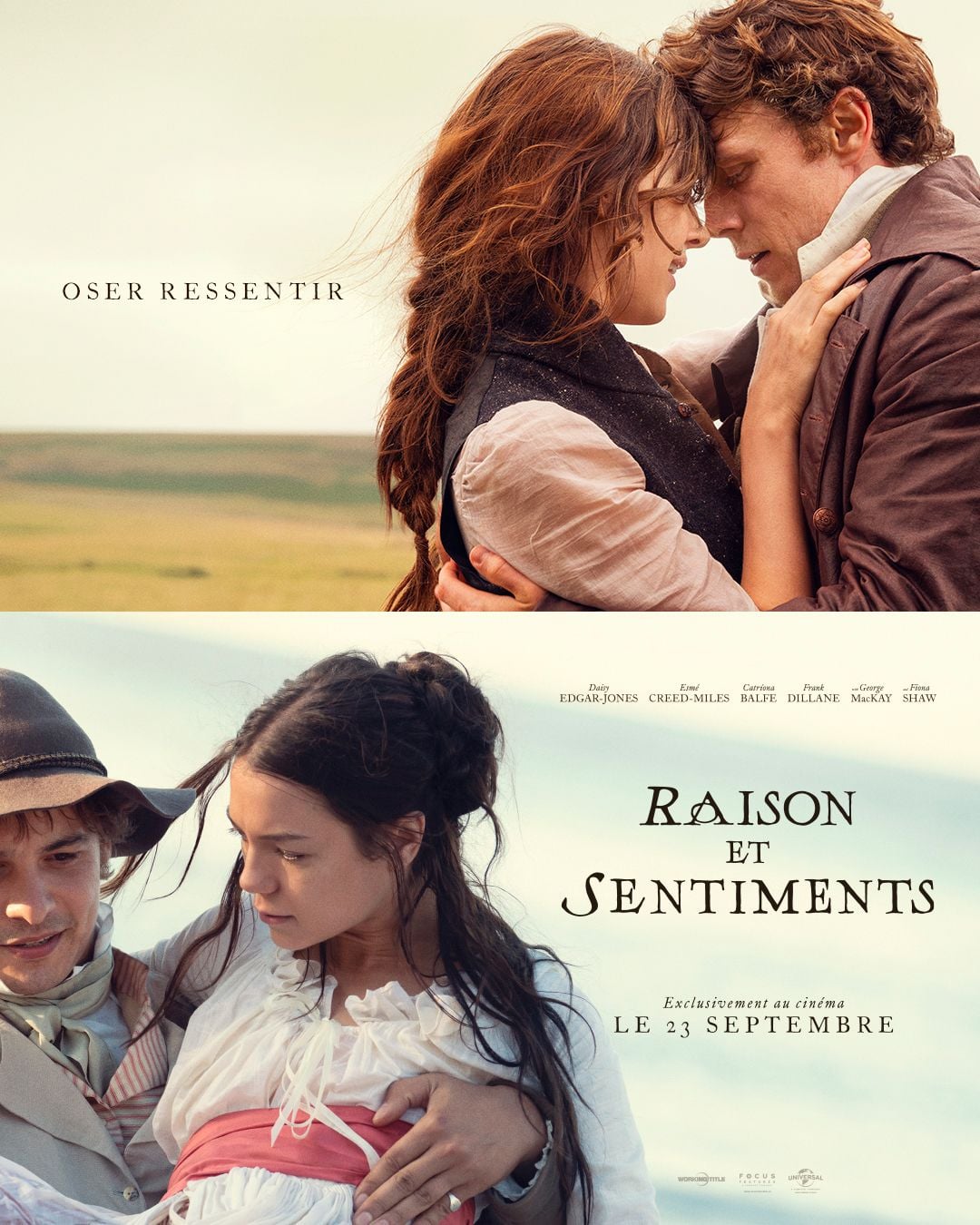 Affiche officielle du film Raison et Sentiments (2026) de Georgia Oakley avec Daisy Edgar-Jones, en salle le 23 septembre