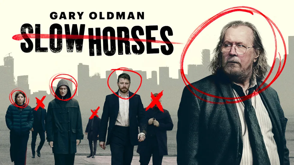 Affiche officielle de Slow Horses saison 6 avec Gary Oldman en Jackson Lamb