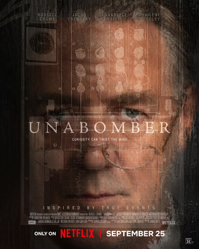 Affiche officielle du film Unabomber, avec Russell Crowe, sur Netflix le 25 septembre