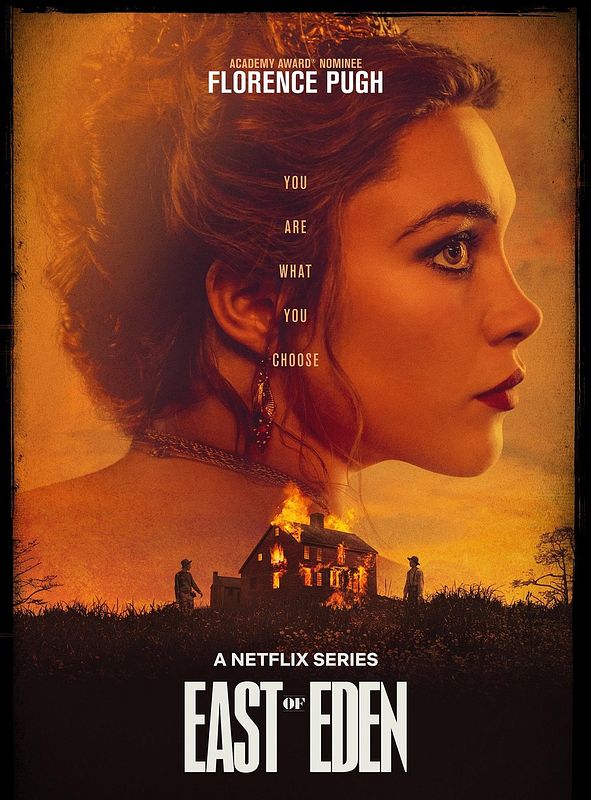 Affiche officielle de la mini-série Netflix À l'est d'Éden avec Florence Pugh