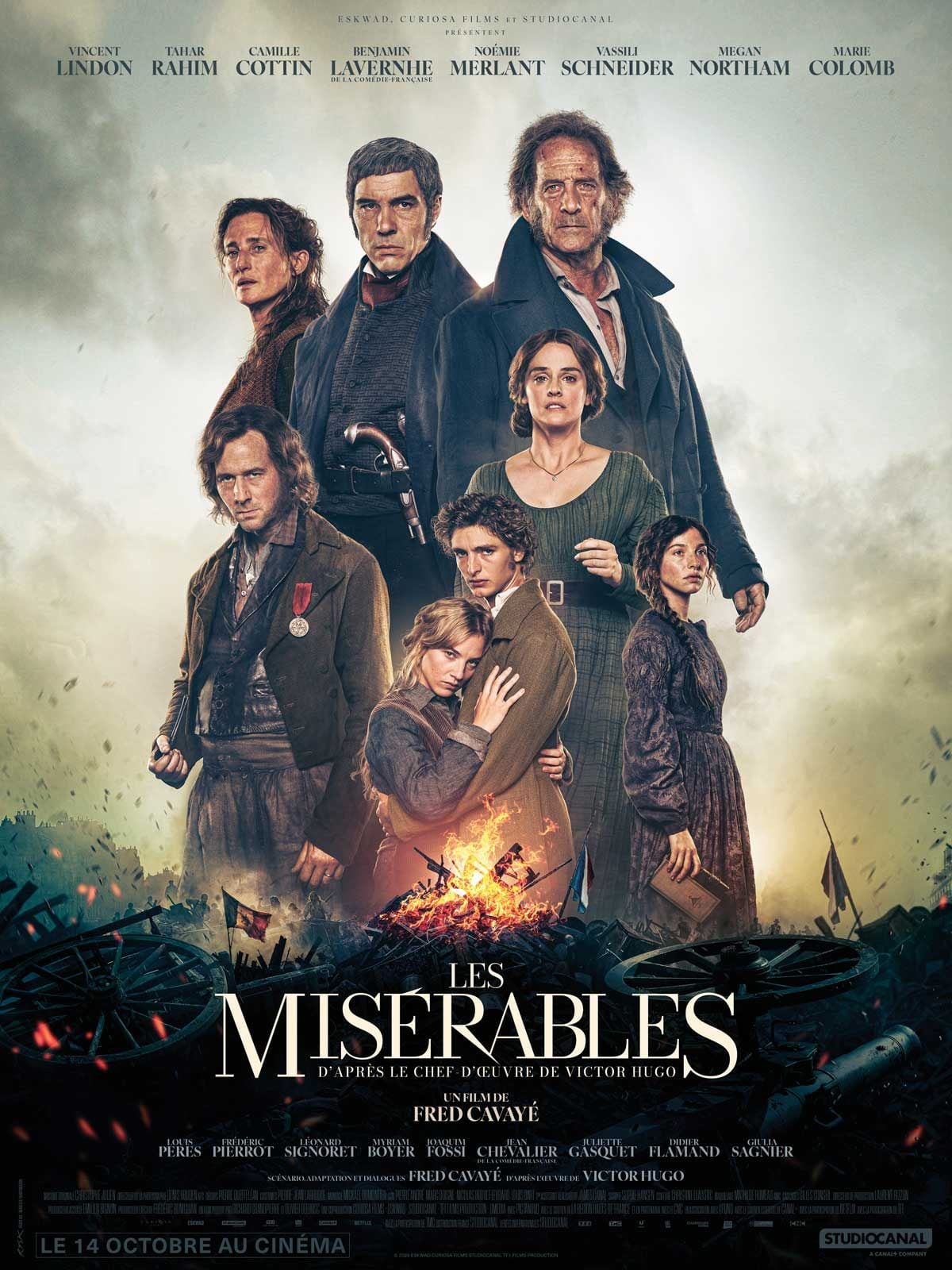 Affiche officielle du film Les Misérables de Fred Cavayé, avec Vincent Lindon et Tahar Rahim, au cinéma le 14 octobre 2026