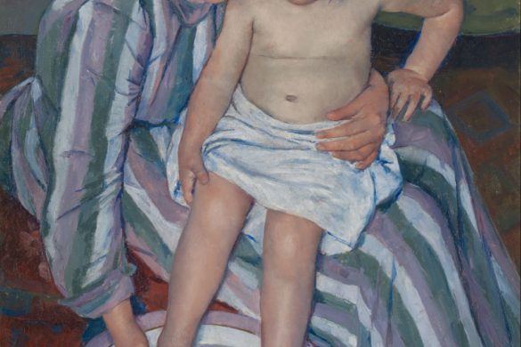 Le Bain de l'enfant (1893), huile de Mary Cassatt : une femme lave les pieds d'une fillette assise sur ses genoux