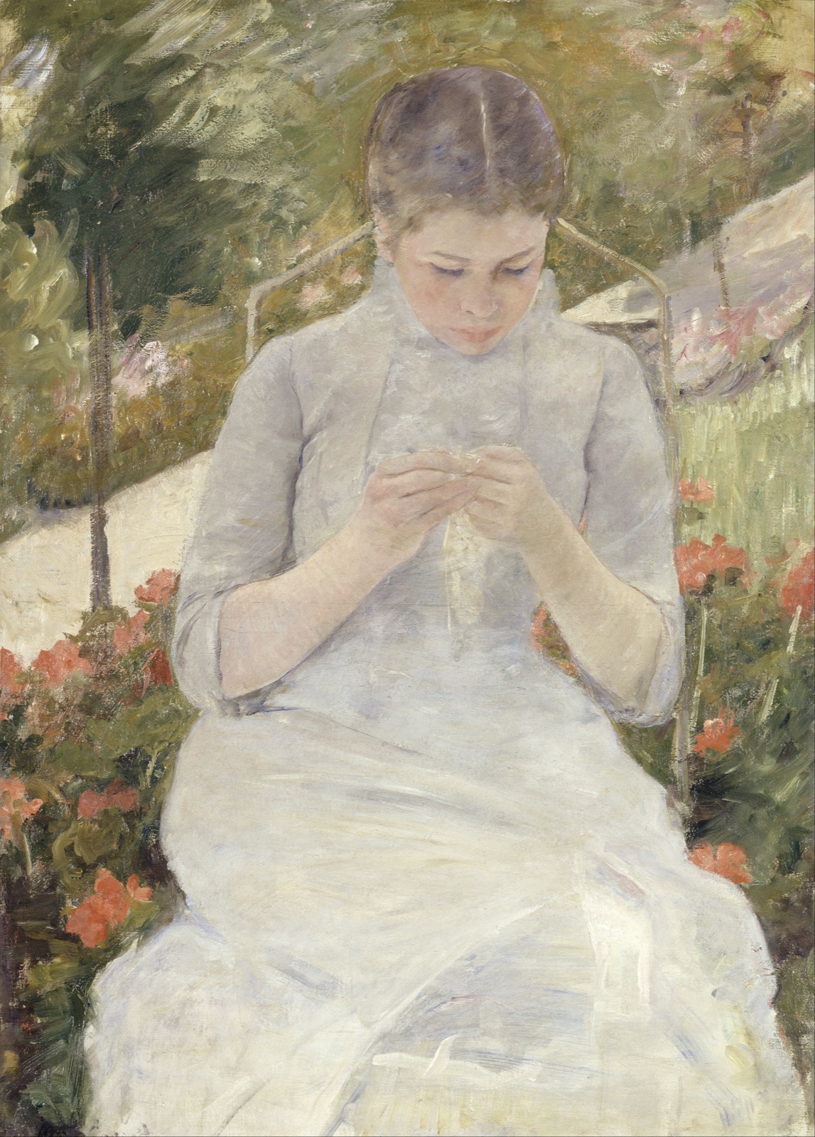 Jeune fille au jardin, peinture de Mary Cassatt conservée au musée d'Orsay