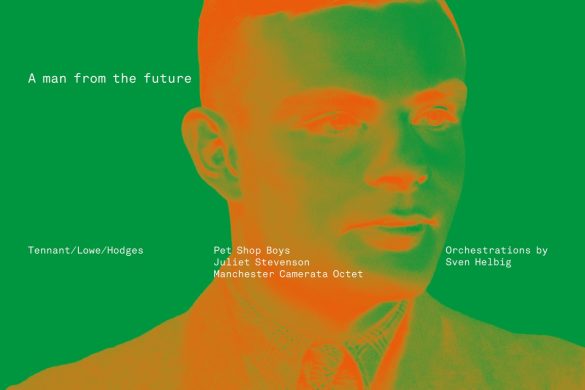 Pochette de l'album A Man from the Future des Pet Shop Boys : portrait stylisé d'Alan Turing en vert et orange