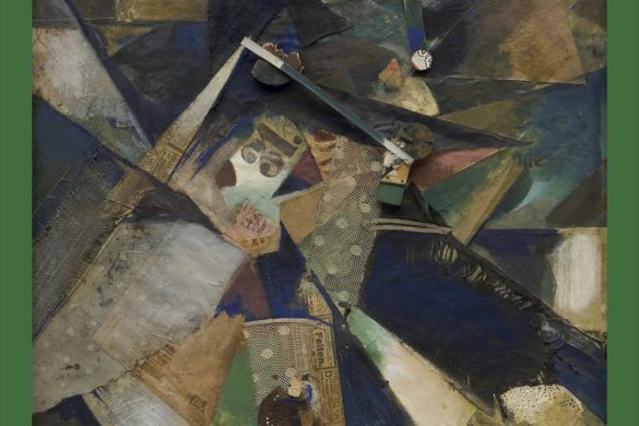 Affiche de l'exposition Kurt Schwitters, Le chaos-monde, au Musée Picasso-Paris, avec un collage Merz