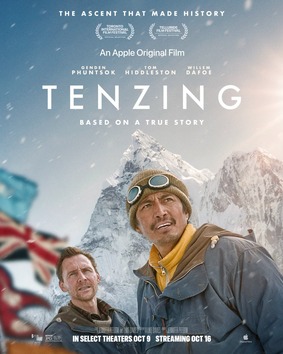 Affiche officielle du film Tenzing, avec Tenzing Norgay et Edmund Hillary sur les pentes de l'Everest