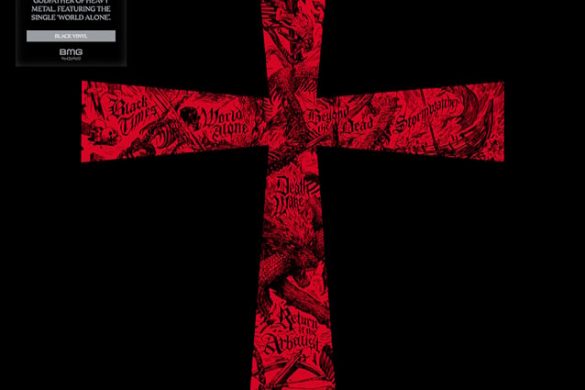 Pochette de l'album From the Dark de Tony Iommi (BMG), une croix rouge gravée des titres sur fond noir