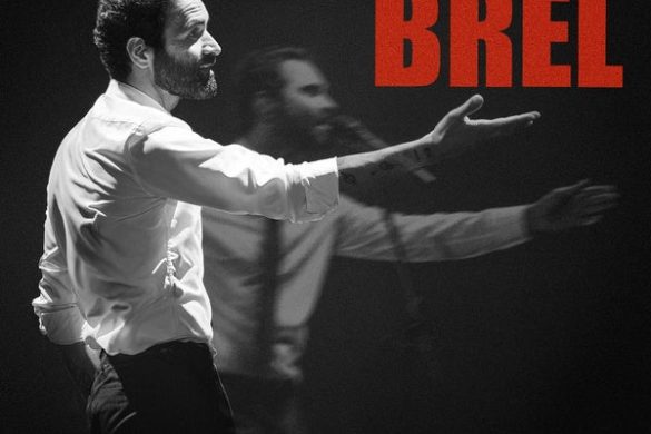 Pochette de l'album Brel d'Ycare, en noir et blanc avec le titre en rouge